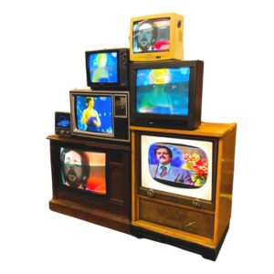 1980s Tv stack prop rental