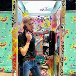 vintage phone booth prop rental ny grafitti