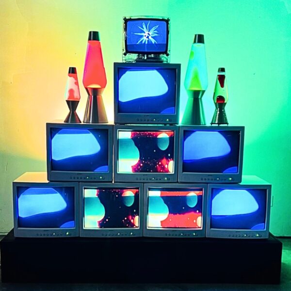 1970s party prop rentals tv wall lava lamps